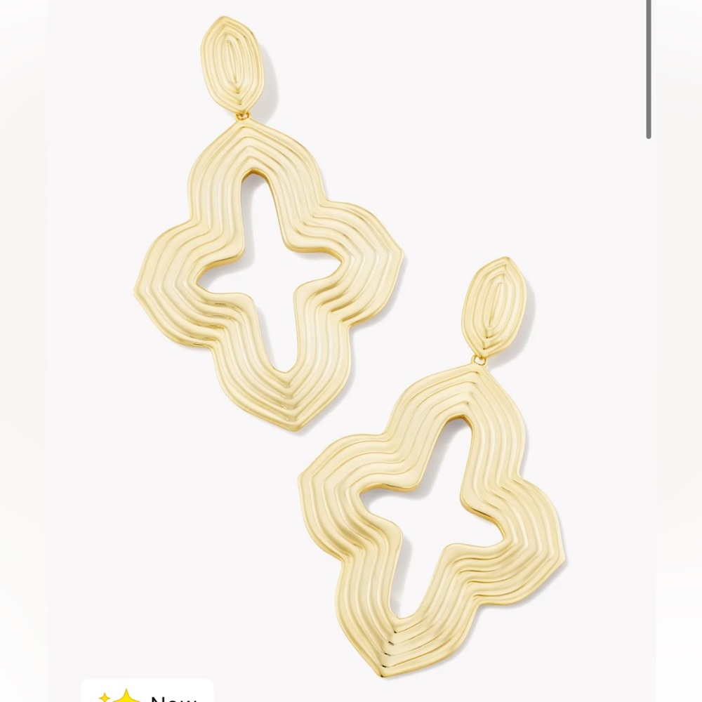 Kendra Scott Abbie Metal Statement Earrings in Gold NWT